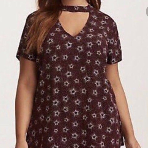 torrid Tops - NWOT Torrid Cut Out Star Print Blouse Tunic Top